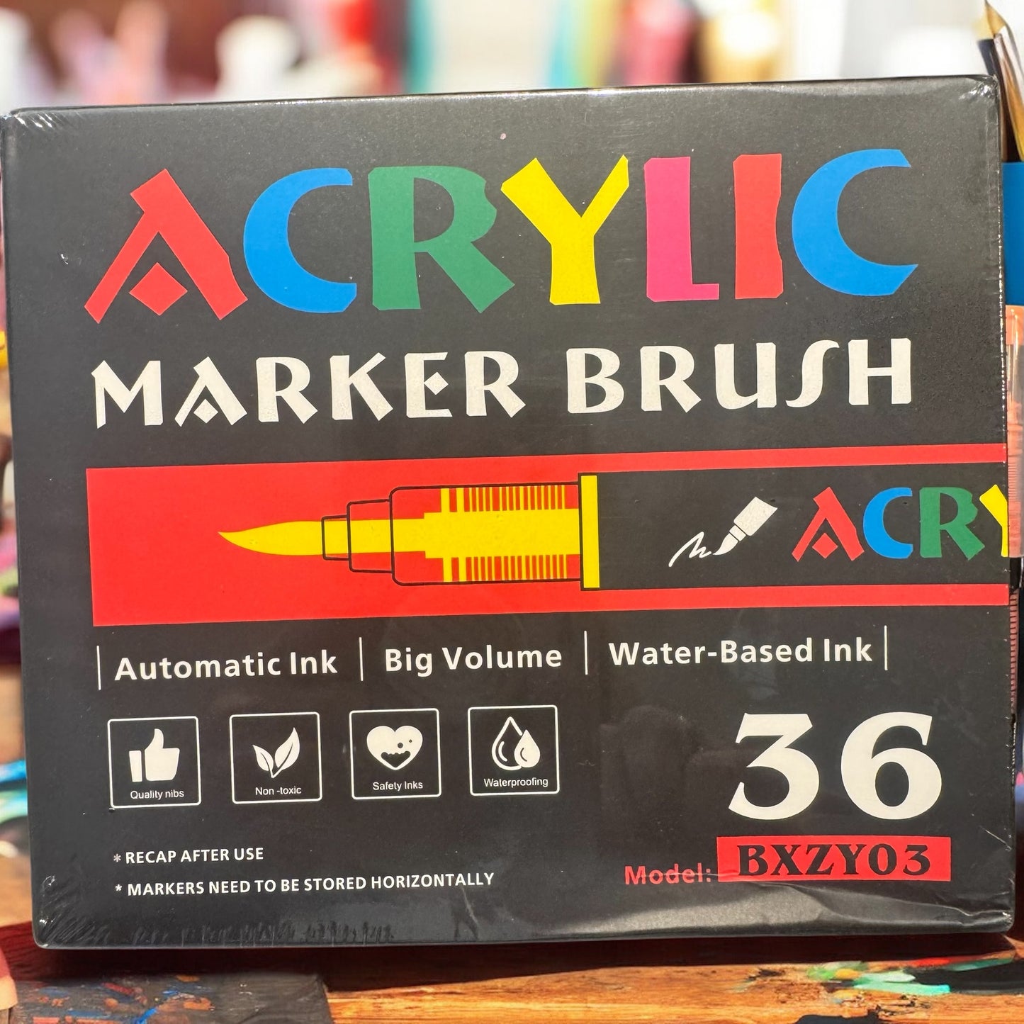 36 Colors Acrylic Paint Makers - Brush tip