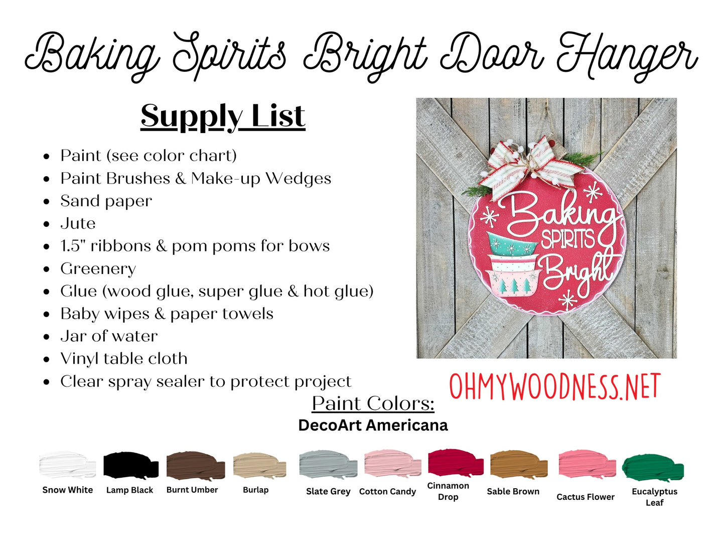 Baking Spirits Bright Round Door Hanger - 10.5 inches - DIY