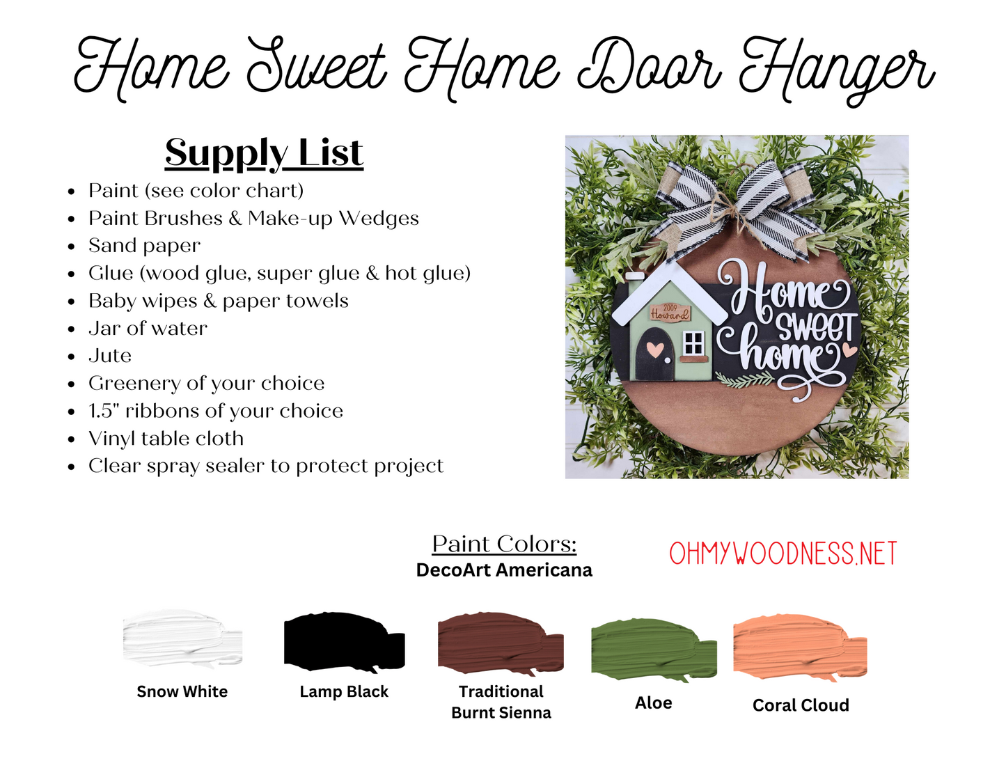 Home Sweet Home Door Round - 10.5 inches - DIY
