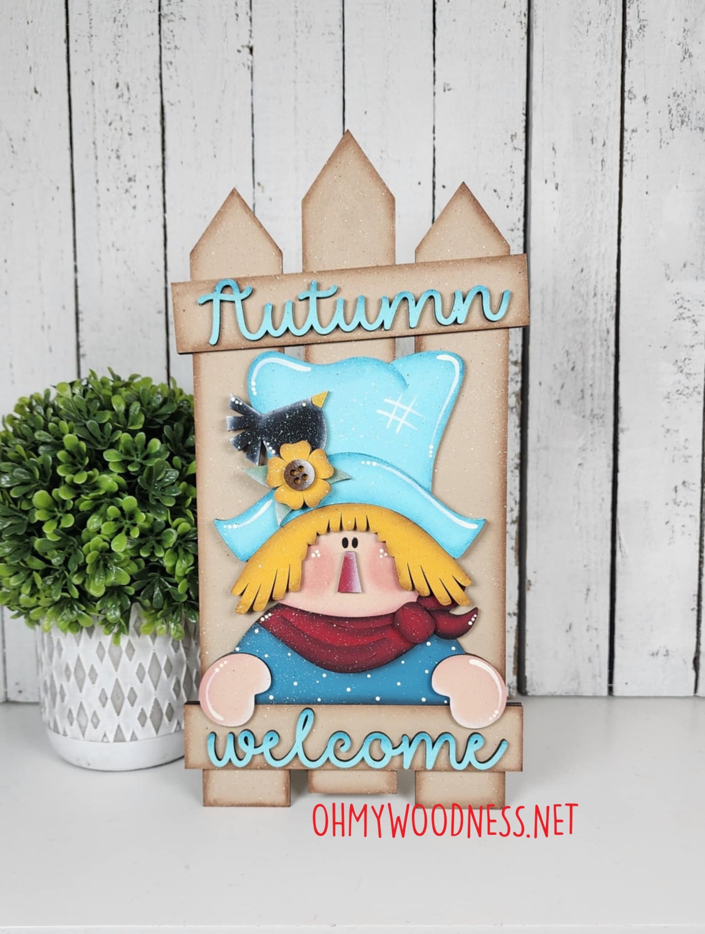 Harvest Scarecrow Fence Shelf Sitter - DIY