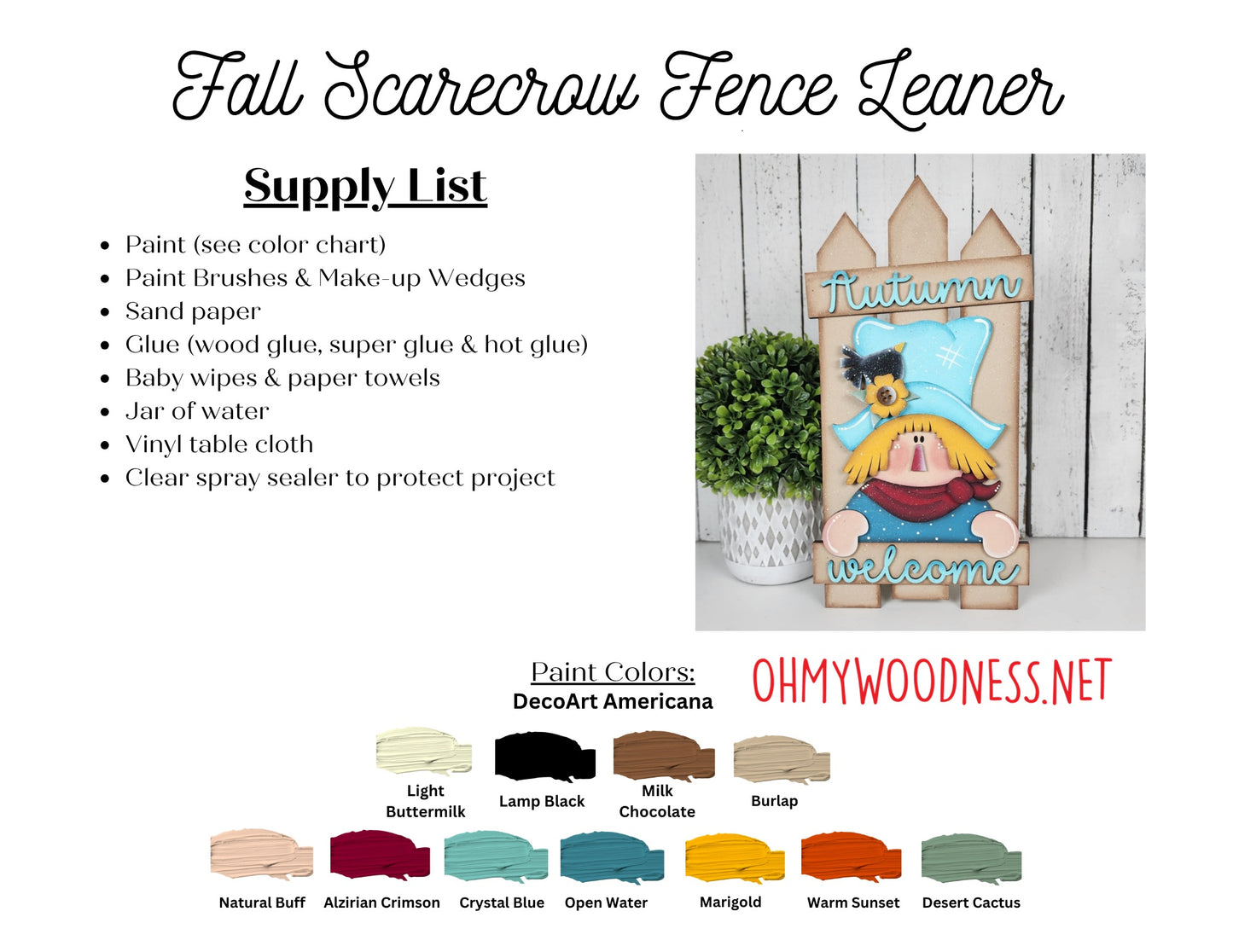 Harvest Scarecrow Fence Shelf Sitter - DIY
