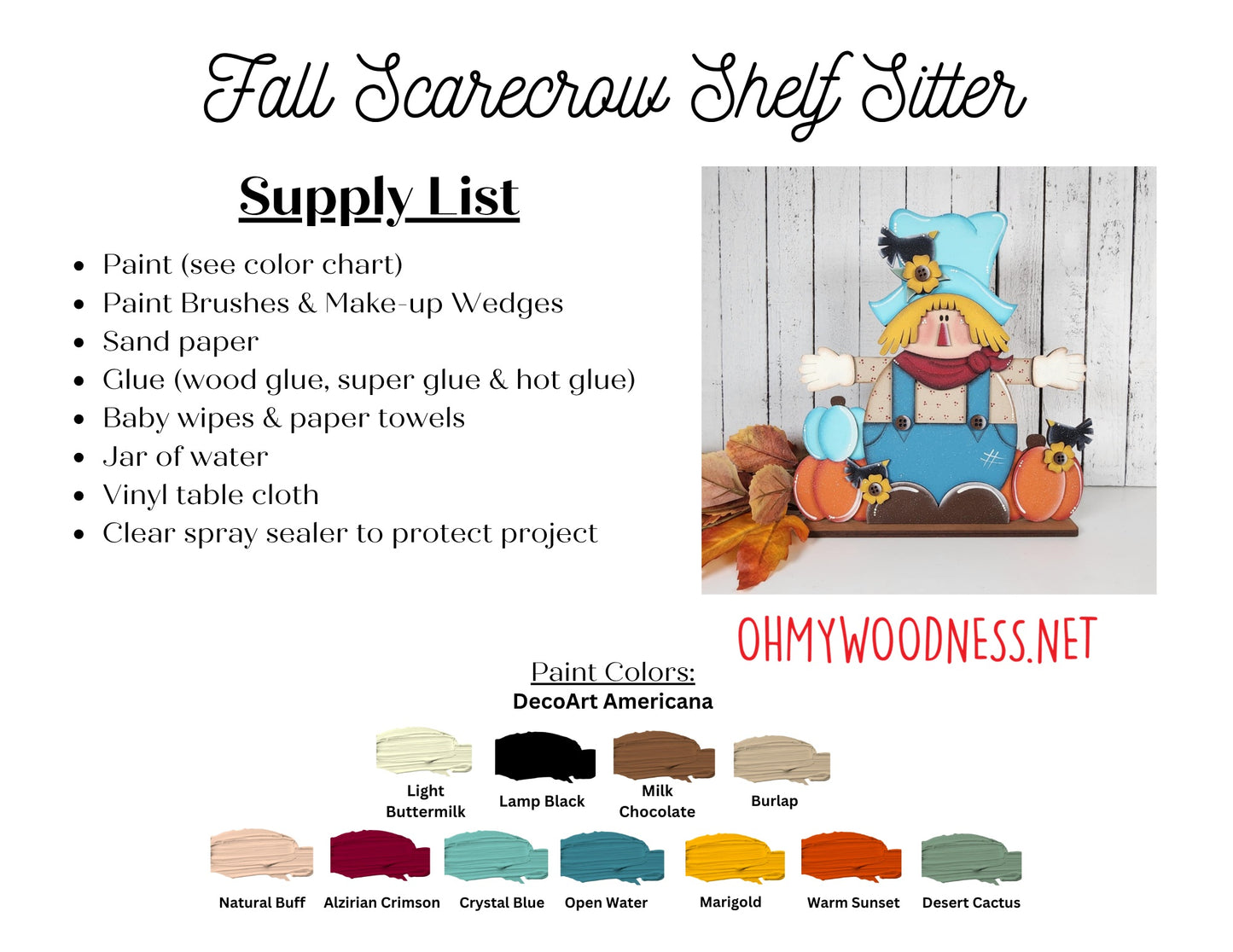 Harvest Scarecrow Shelf Sitter - DIY