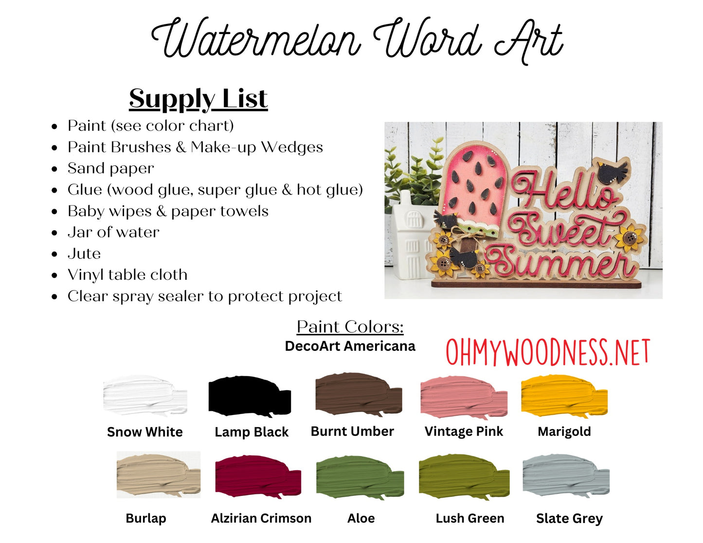 Watermelon Word Art Shelf Sitter - DIY
