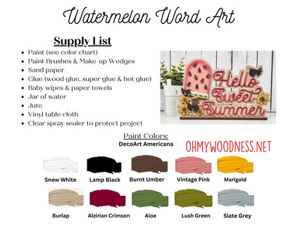 Watermelon Word Art Shelf Sitter - DIY