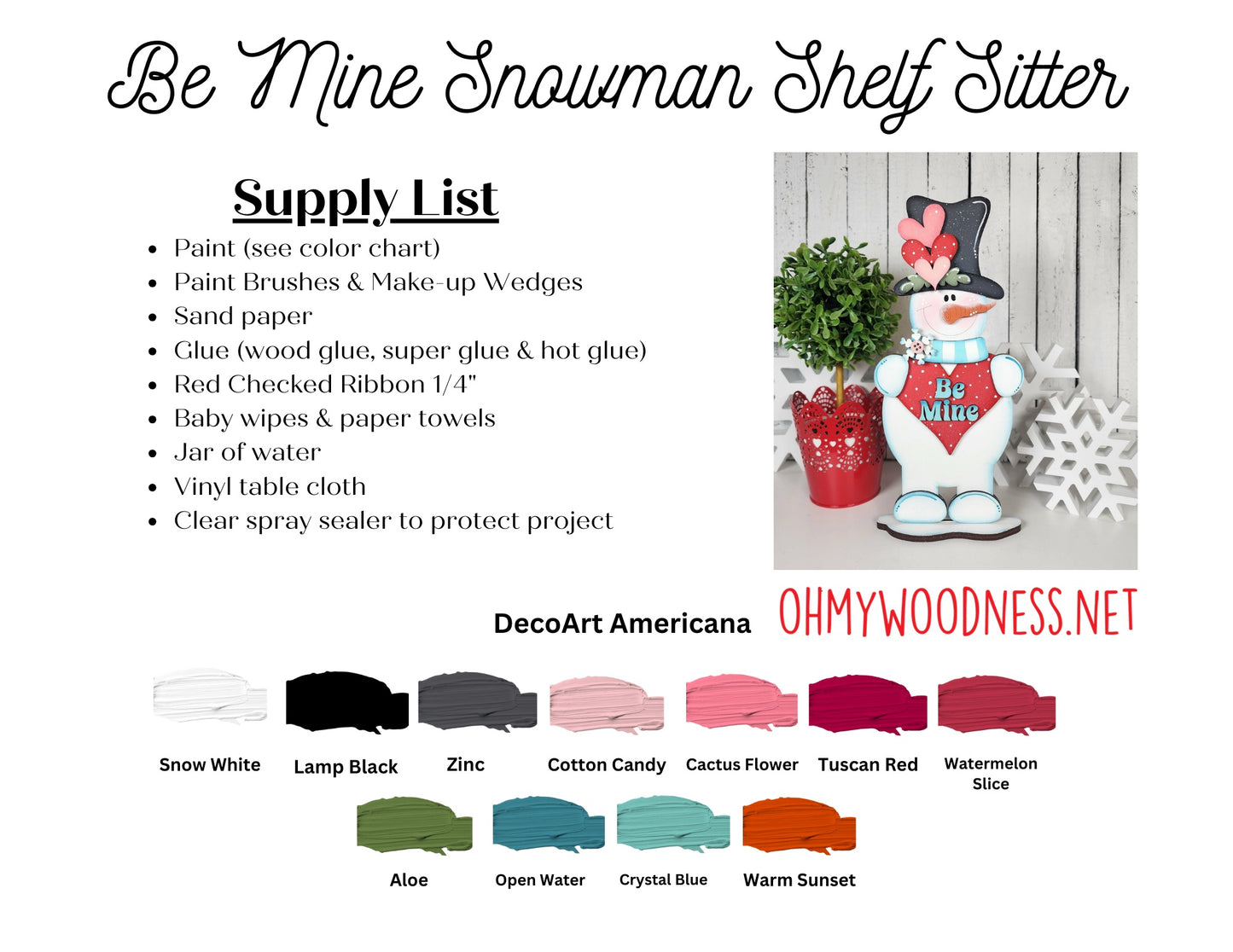 Be Mine Snowman Shelf Sitter - DIY