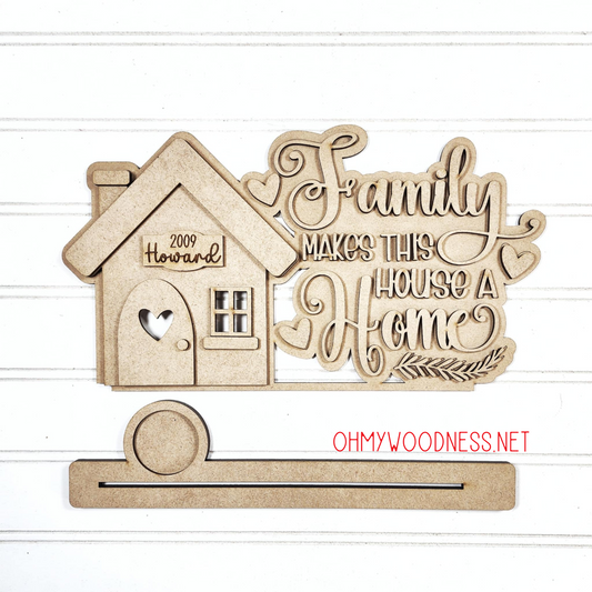 Family Home Word Art Shelf Sitter - DIY