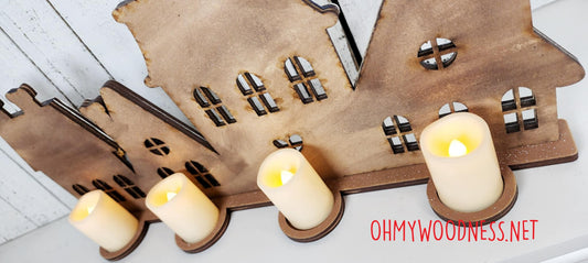 Gingerbread Votive Village Shelf Sitter - DIY
