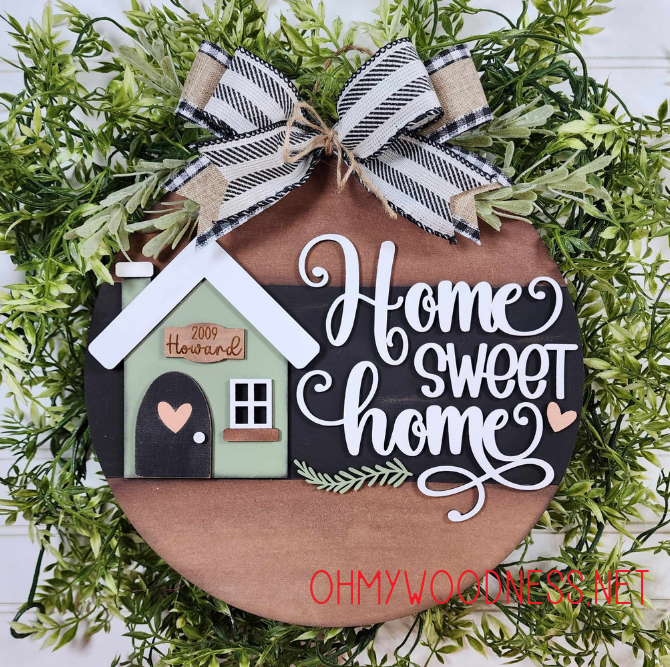 Home Sweet Home Door Round - 10.5 inches - DIY
