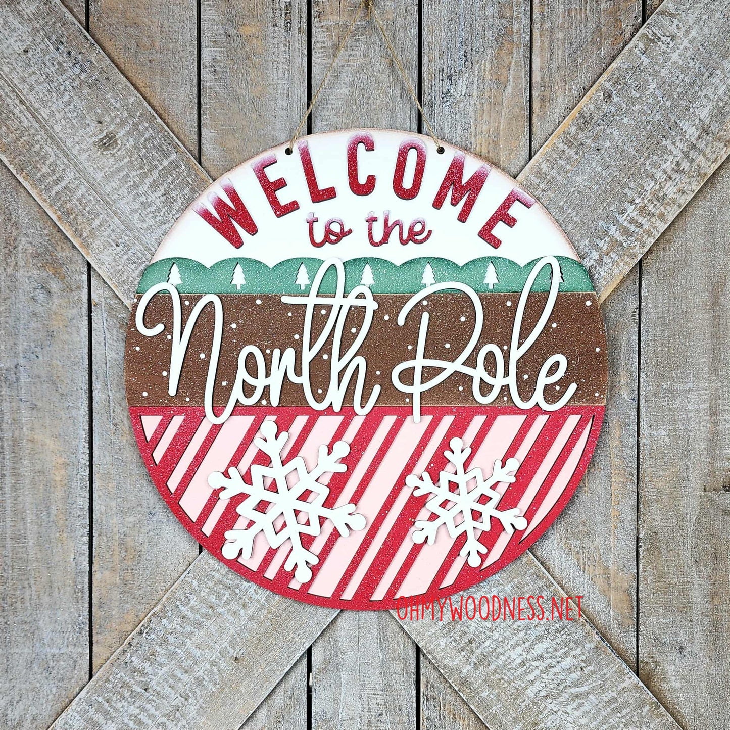 Welcome to the North Pole Round Door Hanger - 10.5 inches - DIY