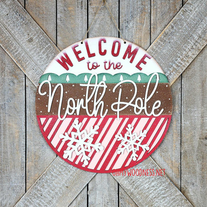 Welcome to the North Pole Round Door Hanger - 10.5 inches - DIY