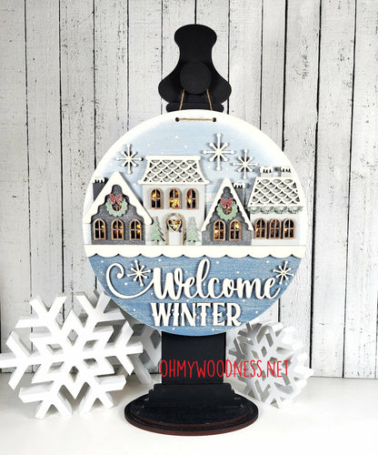 Welcome to Winter Round Door Hanger - 10.5 inches - DIY