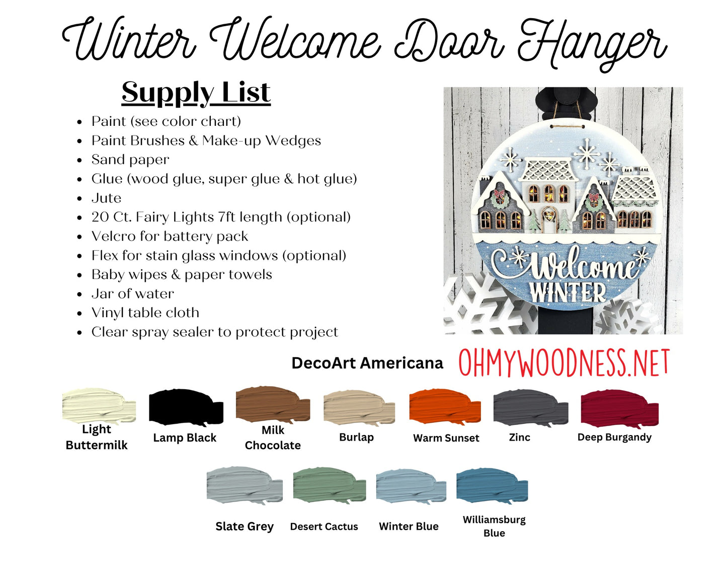 Welcome to Winter Round Door Hanger - 10.5 inches - DIY
